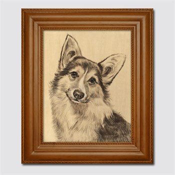 Hand Painted Vintage Ink Rendering on Wood for A Custom Dog Portrait from Its Photo,by myDaVinci - myDaVinci
